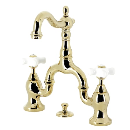 Kingston Brass Bridge Bathroom Faucet with Brass Pop-Up, Polished Brass KS7972PX